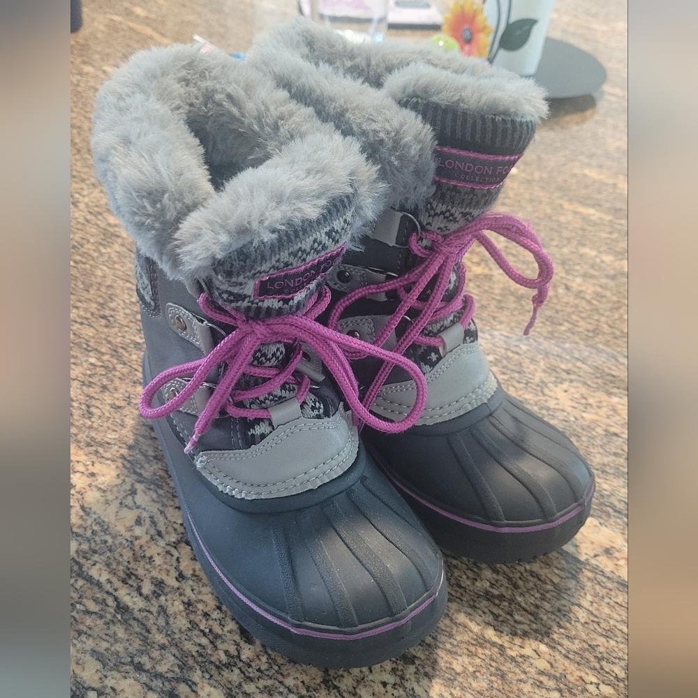 London Fog Kids' Boots with Pink and Gray Accents